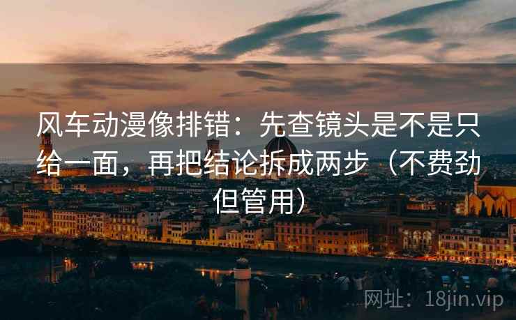 风车动漫像排错：先查镜头是不是只给一面，再把结论拆成两步（不费劲但管用）